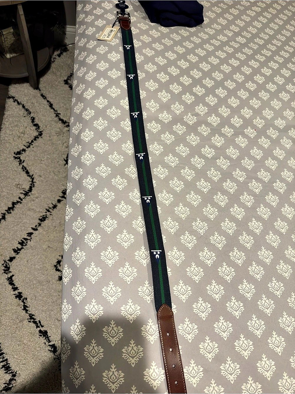 Peter Millar Bungee Belt Striped Green & Brown Waist 38 Country Club of Detroit
